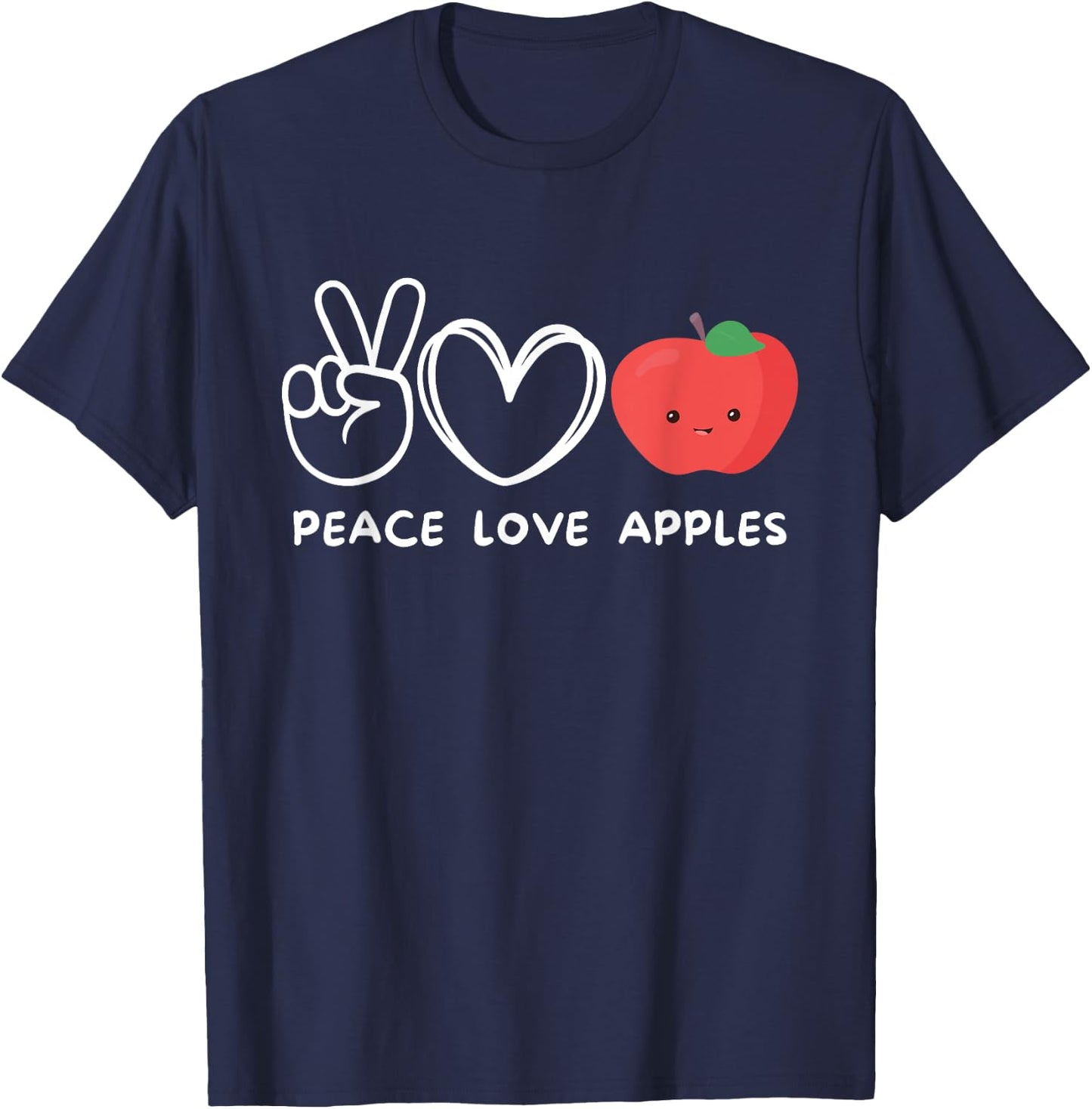Peace, Love Apples Retro Apple Lover Fruit Lover T-Shirt - T-Shirt | Navy