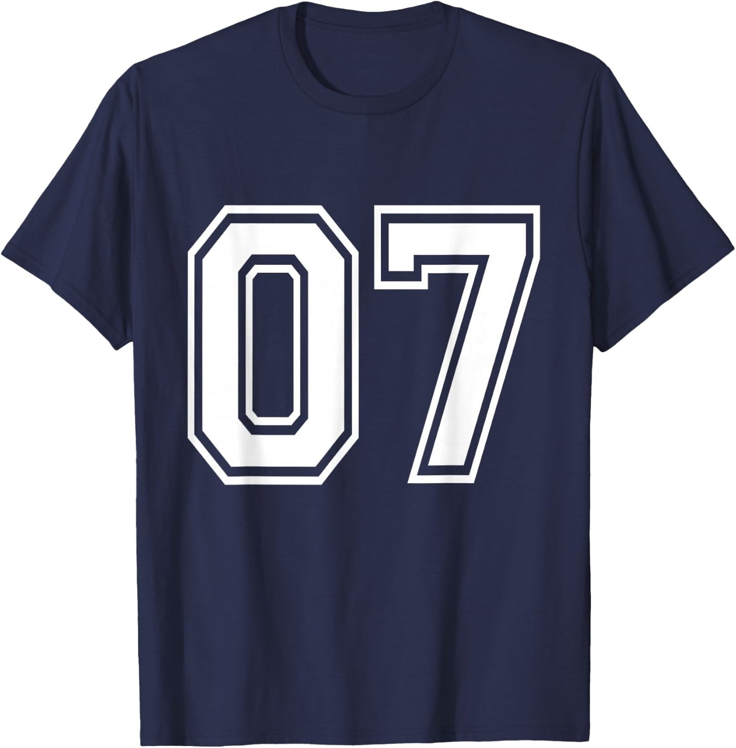 Number 07 Varsity Sports Team Jersey 7th Birthday 7 Years T-Shirt - T-Shirt | Navy