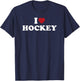 I Love Hockey, I Heart Hockey T-Shirt - T-Shirt | Navy