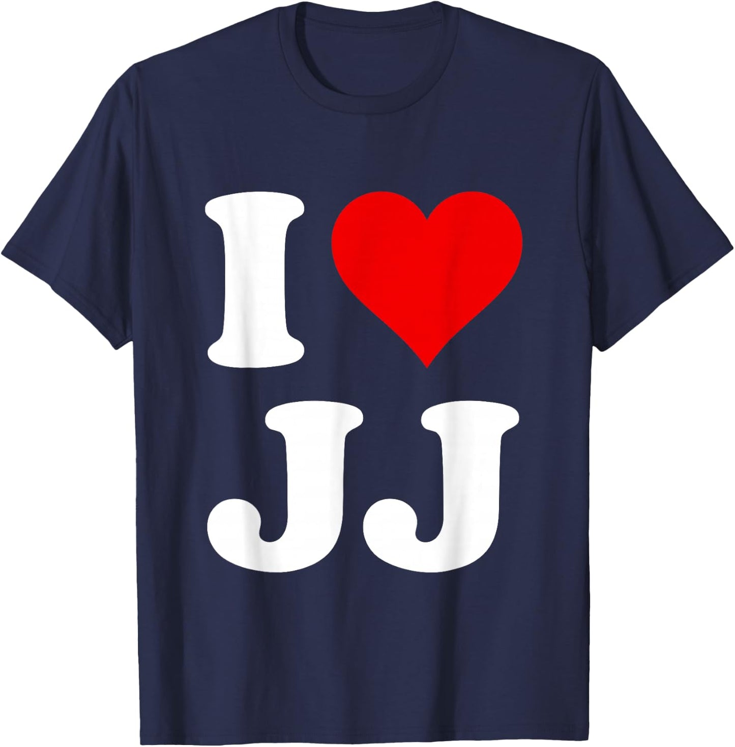 Red Heart I Love JJ T-Shirt - T-Shirt | Navy