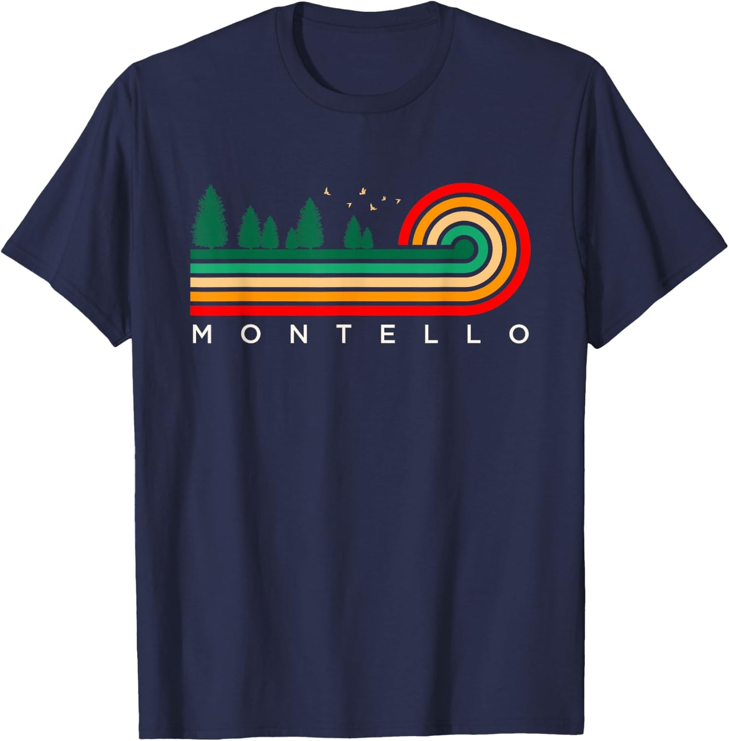 Evergreen Vintage Stripes Montello, Wisconsin T-Shirt - T-Shirt | Navy