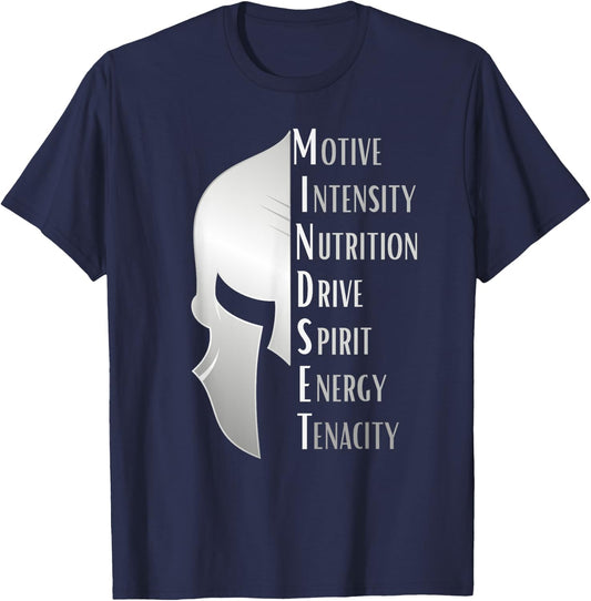 Spartan Mindset Motivational Inspirational Quote Graphic T-Shirt - T-Shirt | Navy
