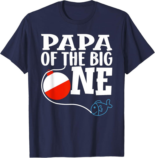 Papa of The Big One Fishing Boy First Birthday Ofishally T-Shirt - T-Shirt | Navy