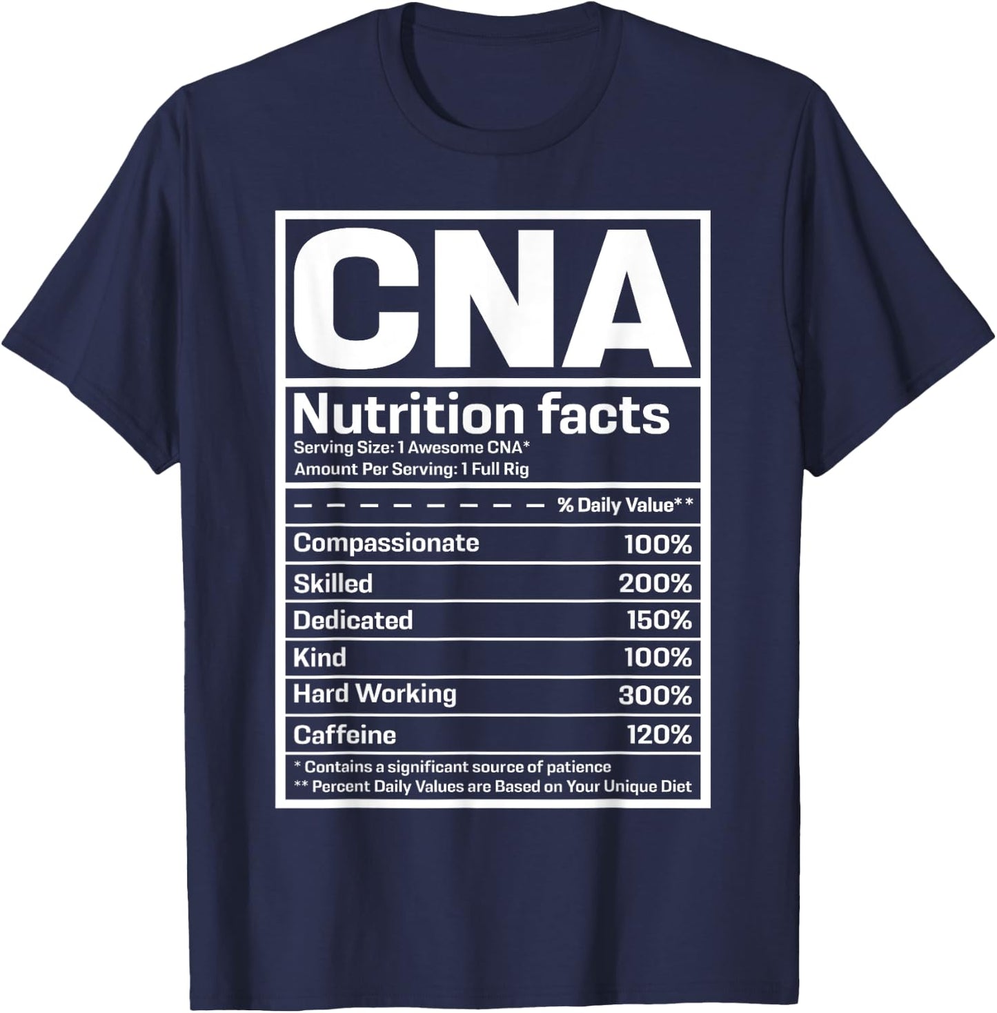 CNA Certified Nursing Assistant Gifts CNA Humor Black -Adults Small Short Sleeve Regular Fit Modern Humor Professional Use T-Shirt - T-Shirt | Navy