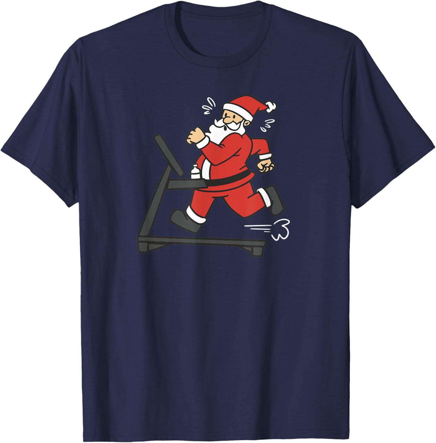 Santa Claus Treadmill Christmas Cardio Calories Fitness Fun T-Shirt - T-Shirt | Navy
