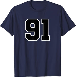 Number #91 Sport Number T-Shirt - T-Shirt | Navy