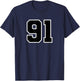 Number #91 Sport Number T-Shirt - T-Shirt | Navy