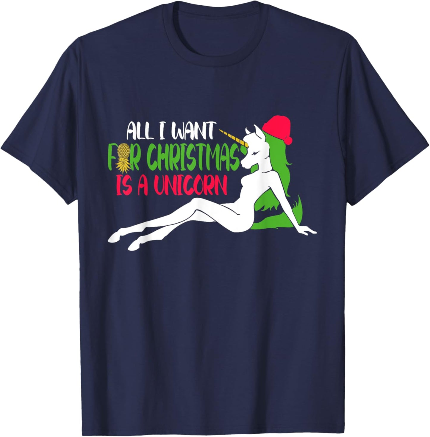 All i want for Christmas is a Unicorn - Christmas Swinger T-Shirt - T-Shirt | Navy