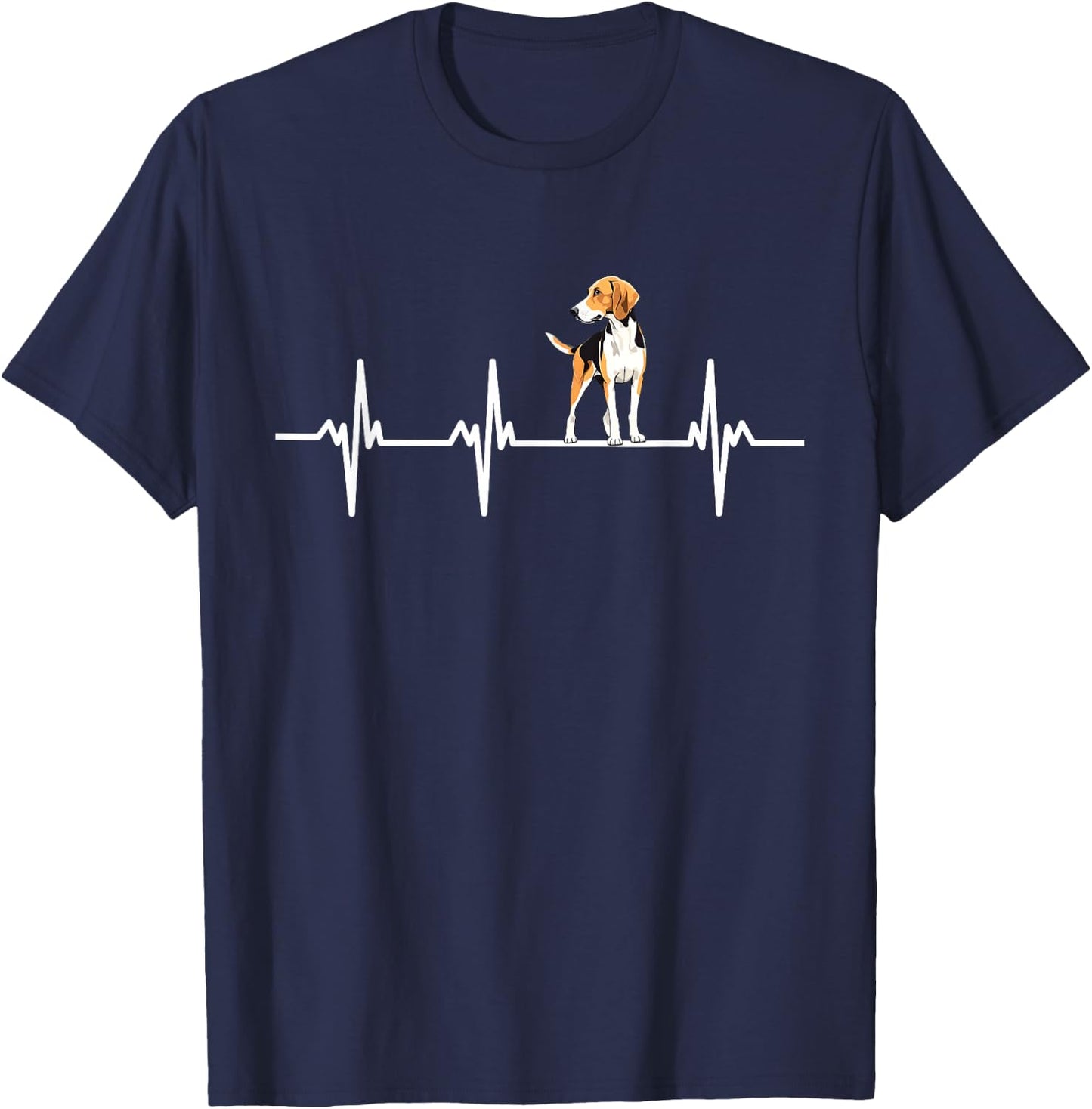 American Foxhound Groovy Heartbeat Foxhound Dog T-Shirt - T-Shirt | Navy