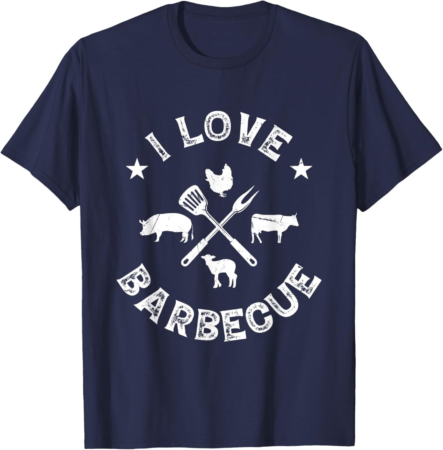 I Love Barbecue Grilling Chef BBQ Meat Lover BBQ Grill Chefs T-Shirt - T-Shirt | Navy