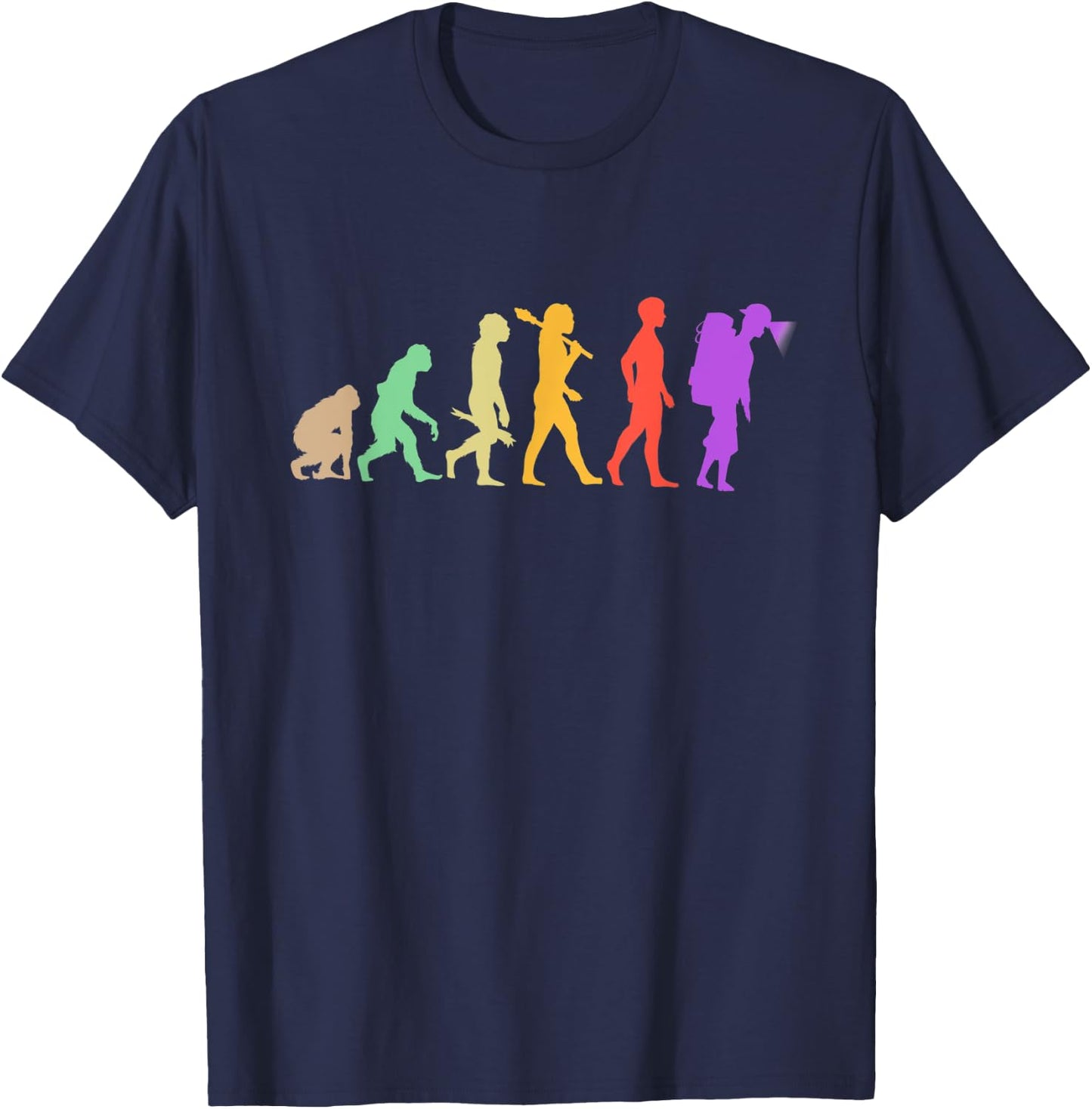 Human Evolution Cave Hiking Spelunking Caving Caver T-Shirt - T-Shirt | Navy