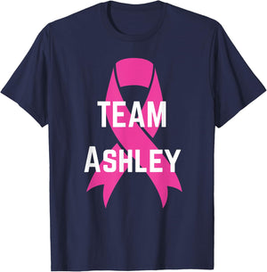 Personalized Team Ashley I wear Pink Breast Cancer shirt T-Shirt - T-Shirt | Navy