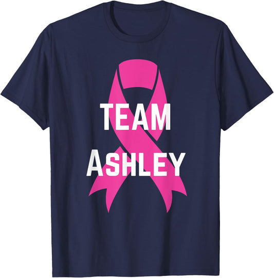 Personalized Team Ashley I wear Pink Breast Cancer shirt T-Shirt - T-Shirt | Navy