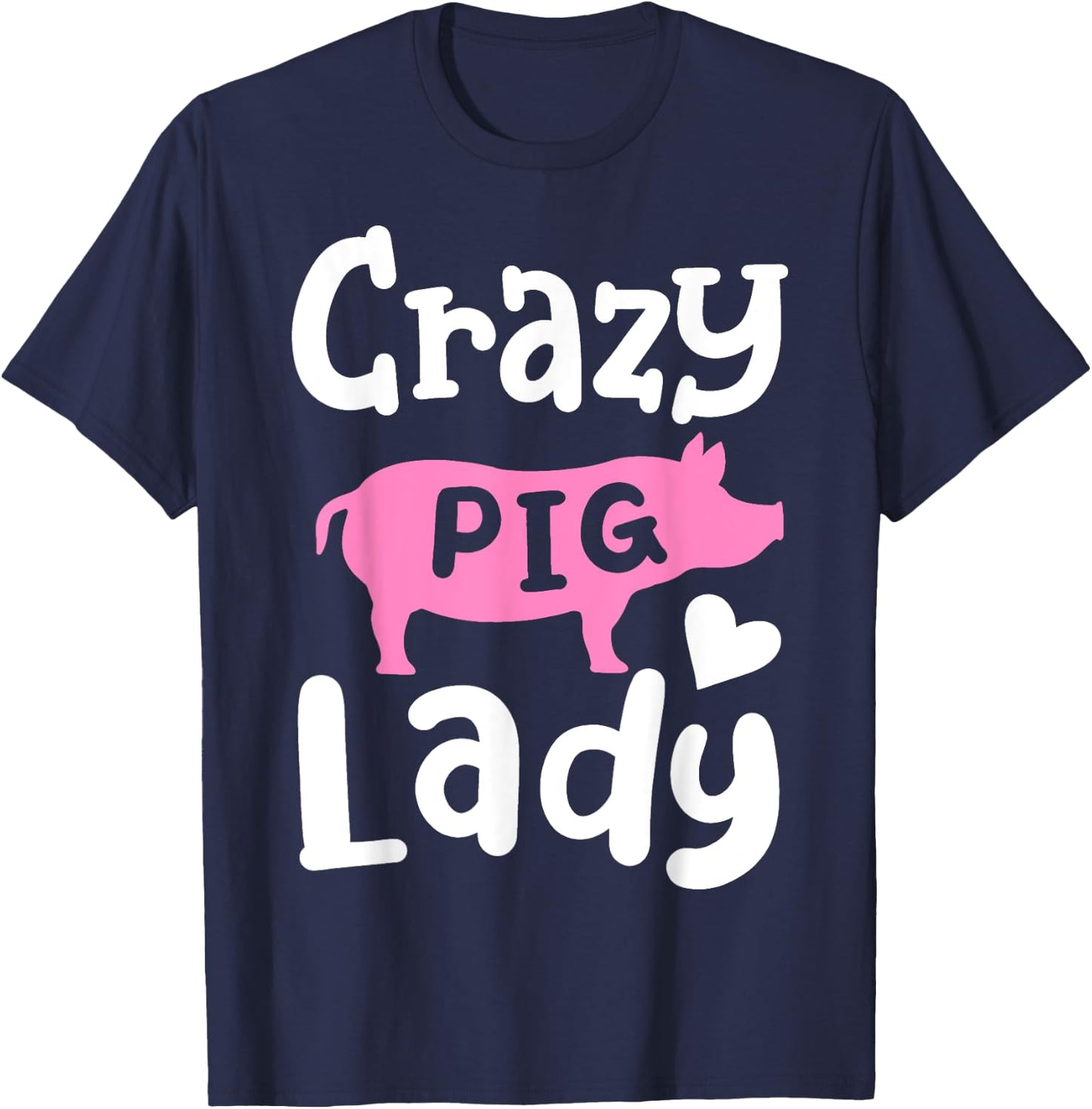 Pig Crazy Pig Lady T-Shirt - T-Shirt | Navy