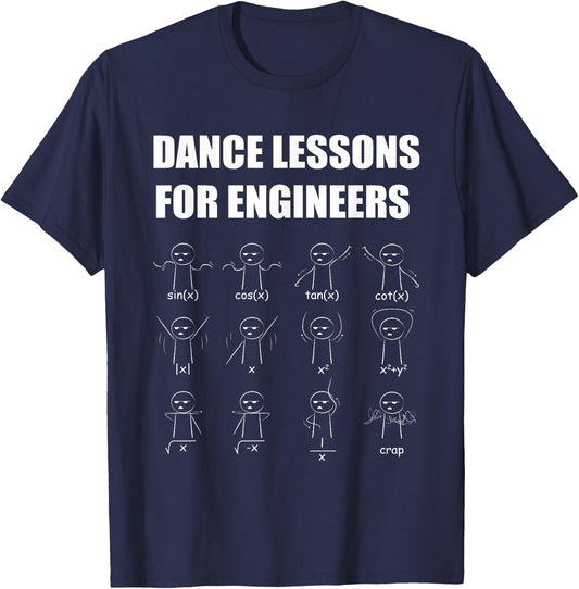 Minimalist Funny Dance Lessons for Engineers Math Dancing T-Shirt - T-Shirt | Navy