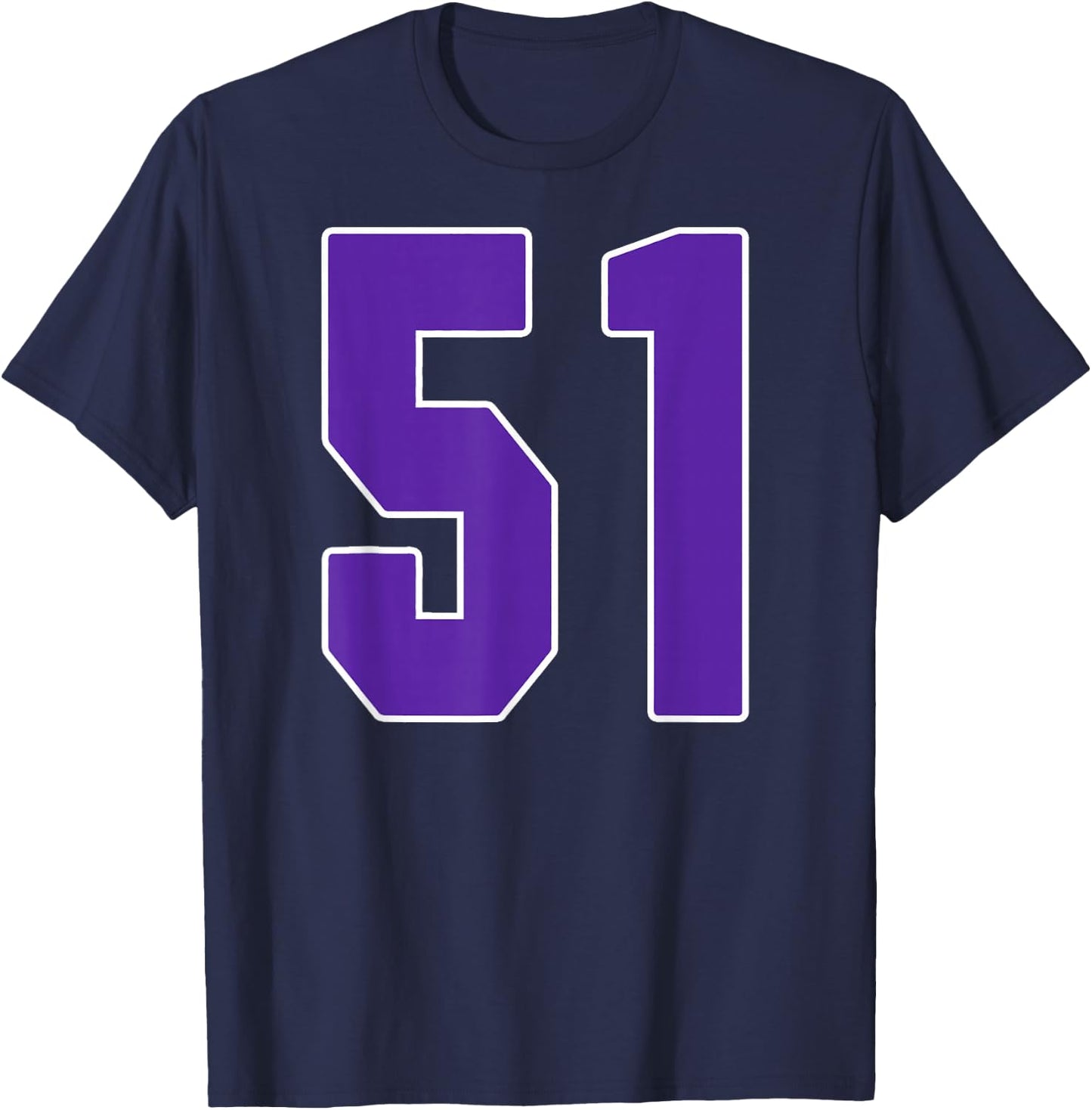 Purple Number 51 Jersey Big #51 Uniform Favorite Player T-Shirt - T-Shirt | Navy