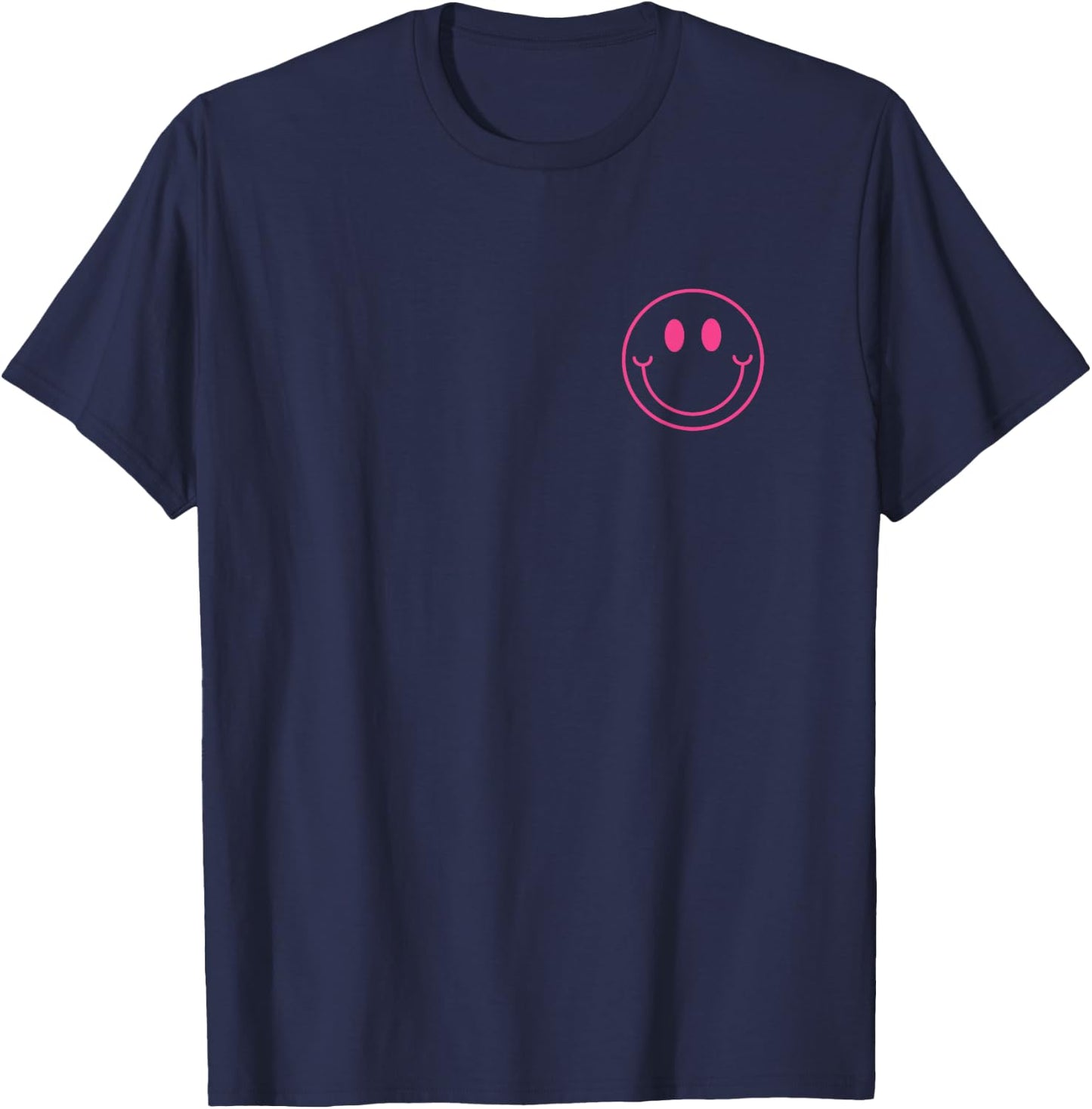 Minimalist Smile Face Shirt Happy Smiling Face Pocket Logo T-Shirt - T-Shirt | Navy