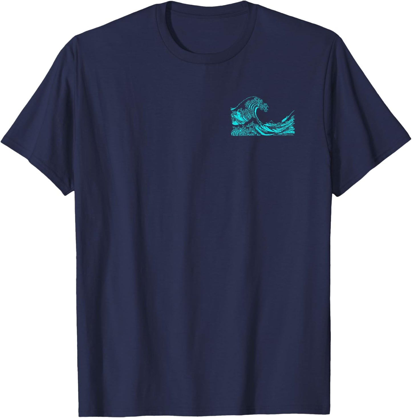 Famous Classic Art: Great Ocean Wave Special Simple Design T-Shirt - T-Shirt | Navy