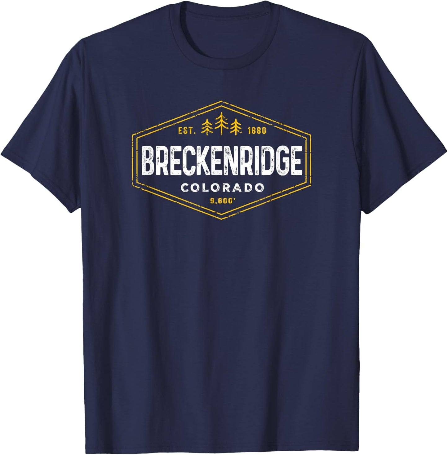 Retro Breckenridge Altitude Hexagon Badge Colorado Souvenir T-Shirt - T-Shirt | Navy