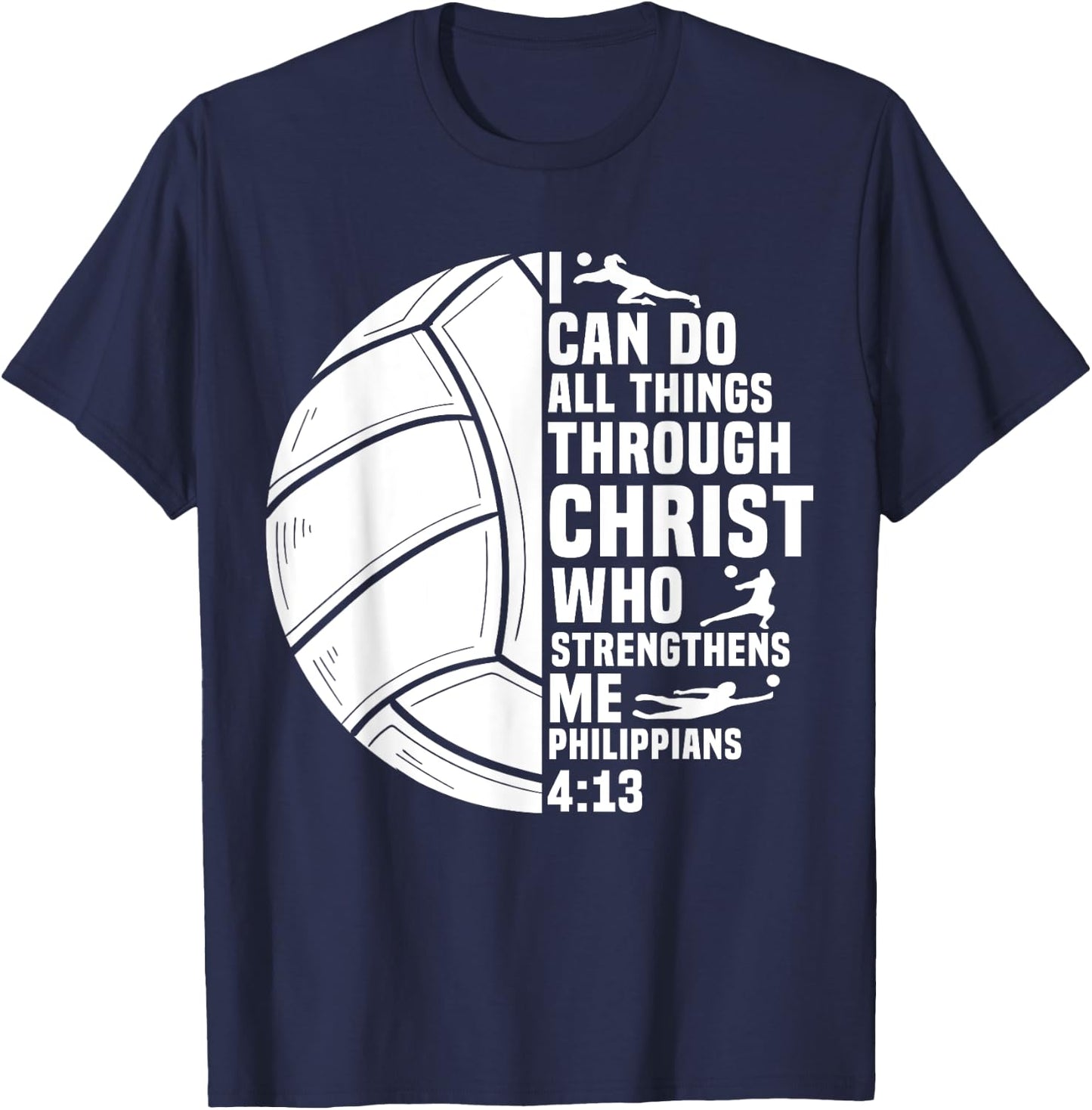 Funny Volleyball Christian Design Women Boys Girls T-Shirt - T-Shirt | Navy