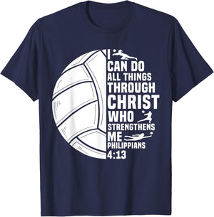 Funny Volleyball Christian Design Women Boys Girls T-Shirt - T-Shirt | Navy