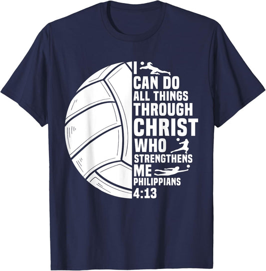 Funny Volleyball Christian Design Women Boys Girls T-Shirt - T-Shirt | Navy