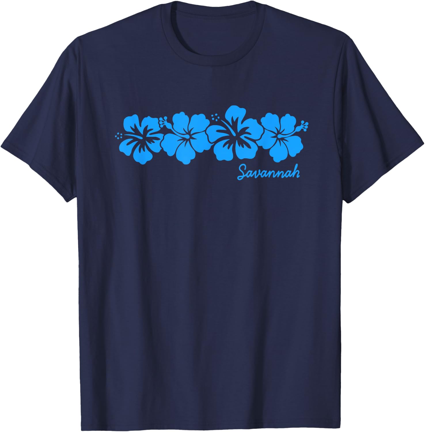 Savannah Georgia Hibiscus Flower Souvenir Vacation T-Shirt - T-Shirt | Navy
