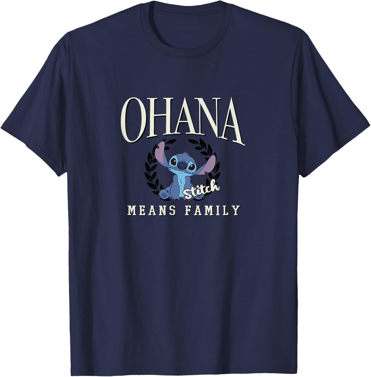 Disney Lilo & Stitch Ohana Means Family Cute Stitch Logo T-Shirt - T-Shirt | Navy