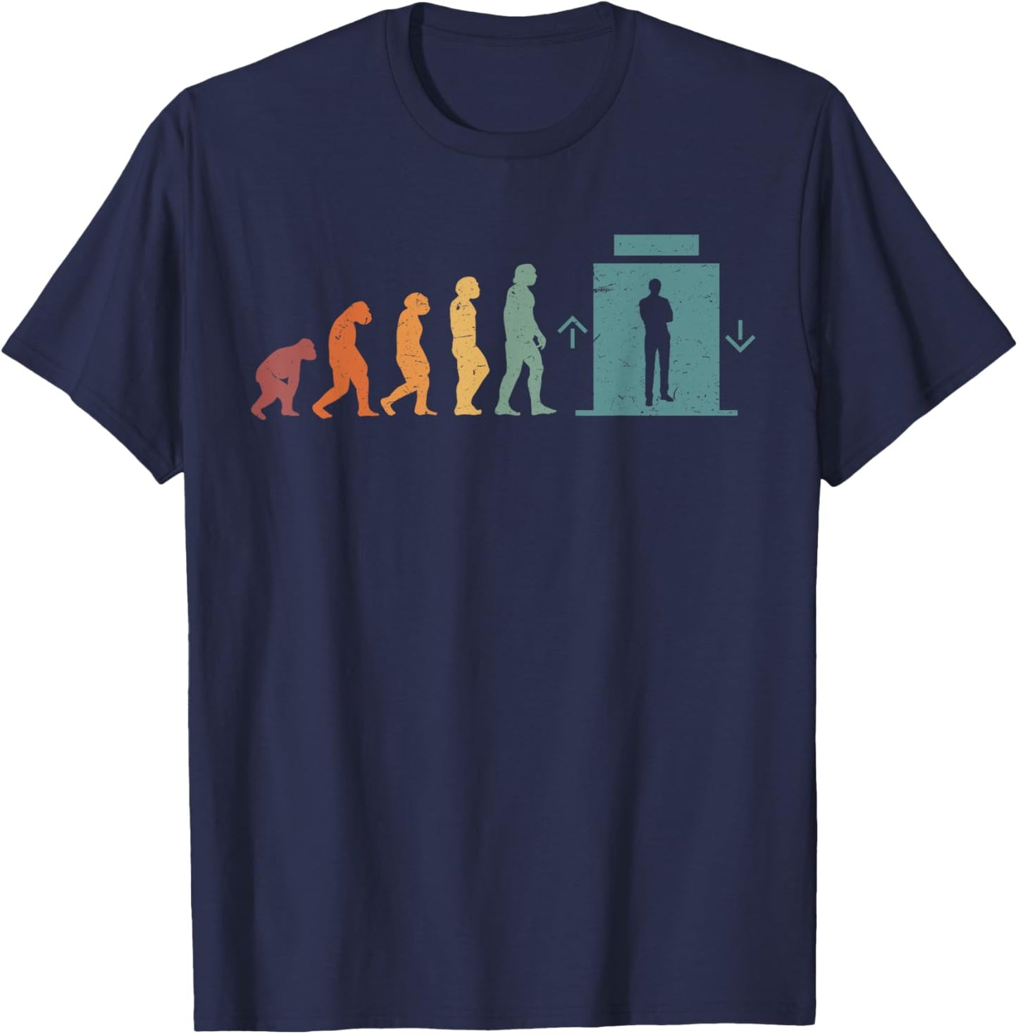 Evolution Of An Elevator T-Shirt - T-Shirt | Navy