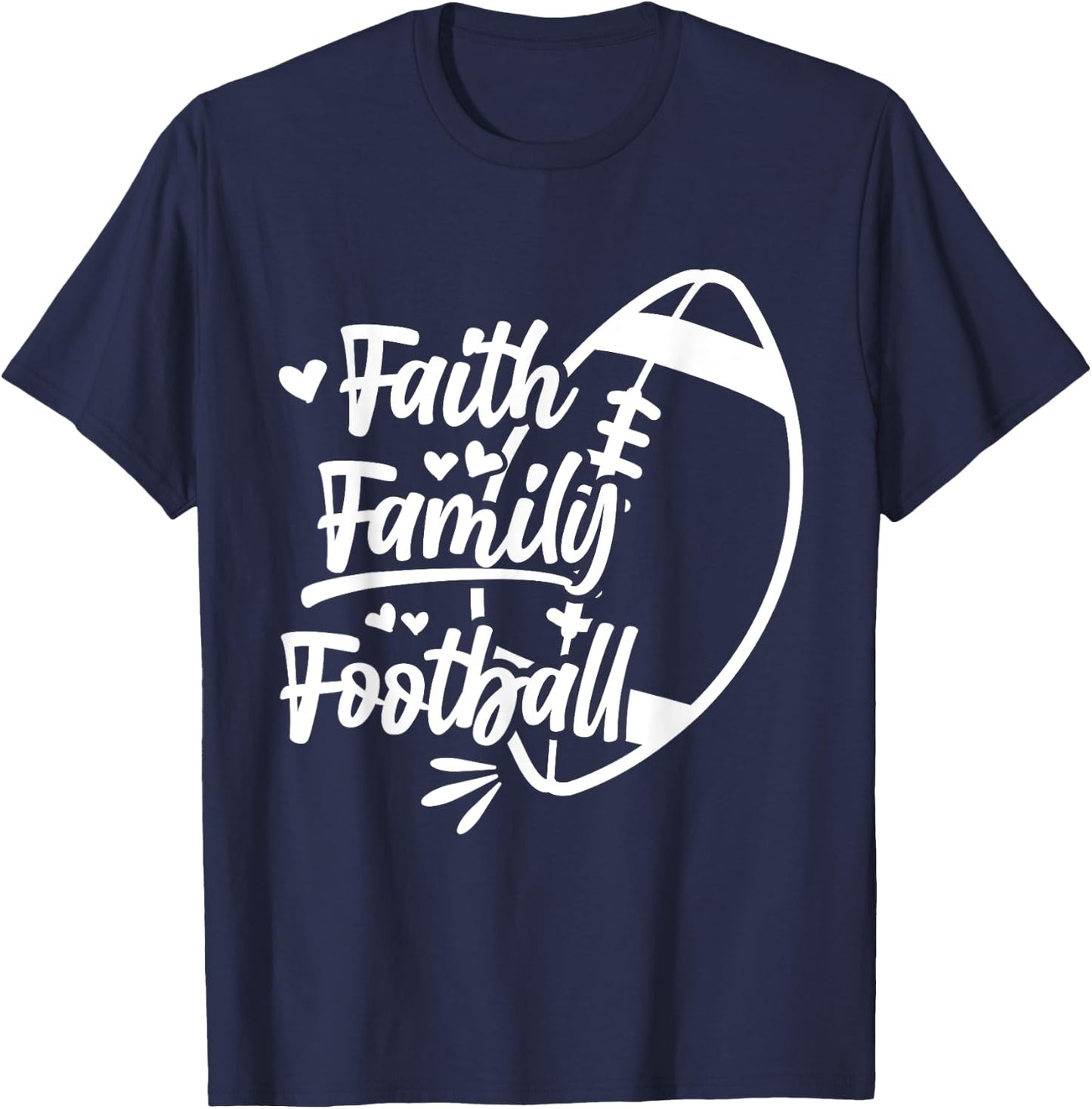 Religious Faith Family Football T-Shirt - T-Shirt | Navy