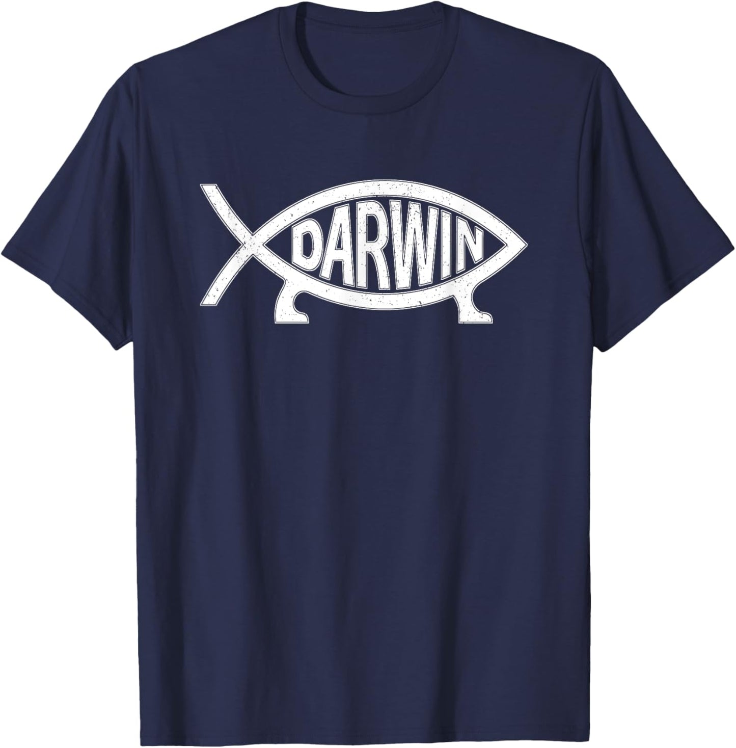 Darwin Ichthys Fish Symbol Fun Atheist T-Shirt - T-Shirt | Navy