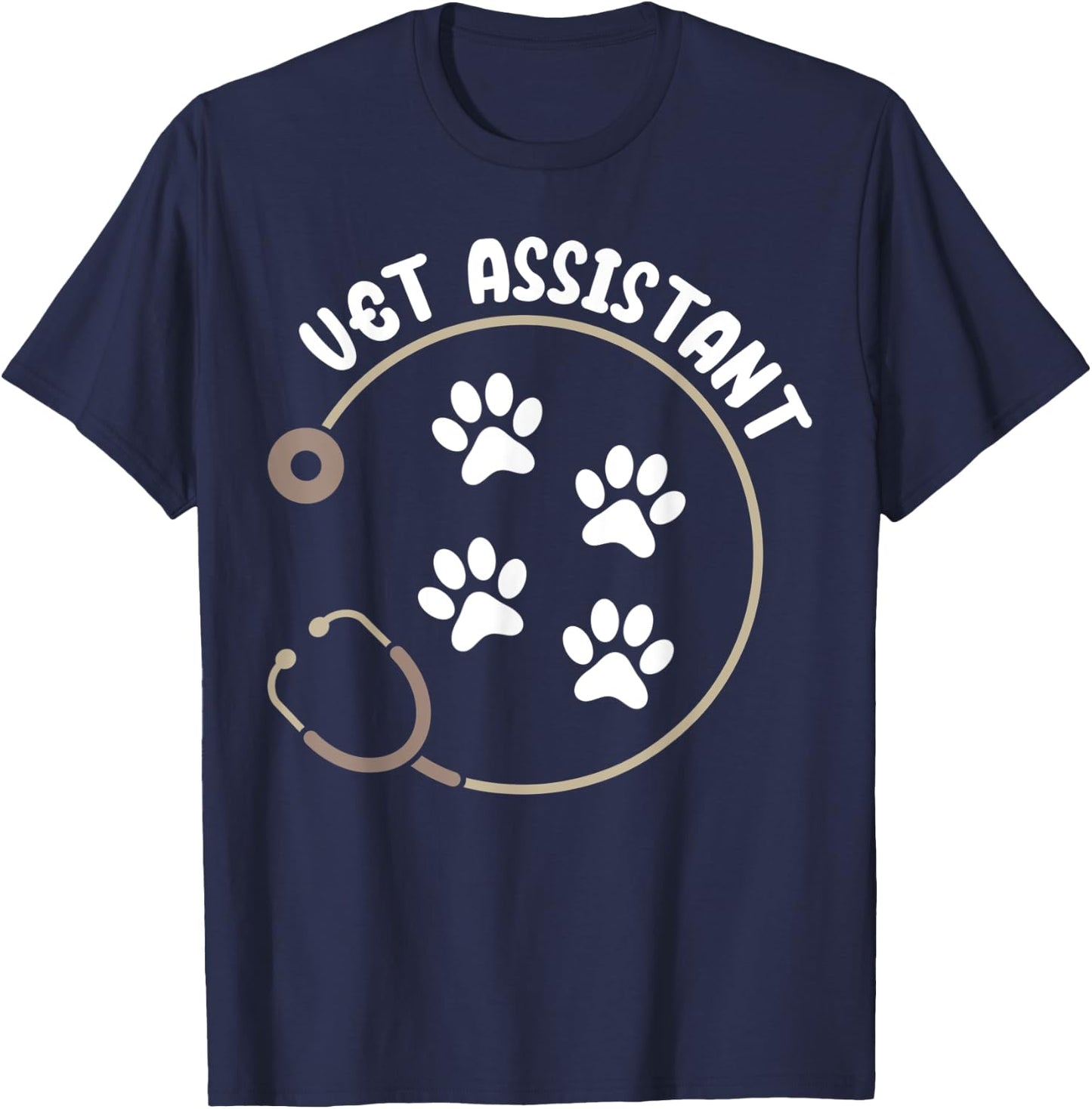 Vet Assistant Stethoscope Veterinary Assistant T-Shirt - T-Shirt | Navy