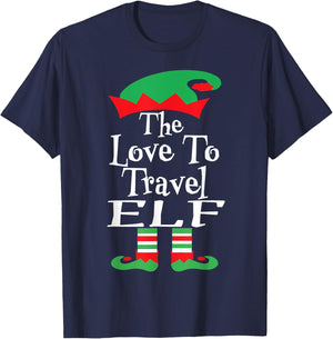 Funny Christmas The Love To Travel Elf Family Matching T-Shirt - T-Shirt | Navy