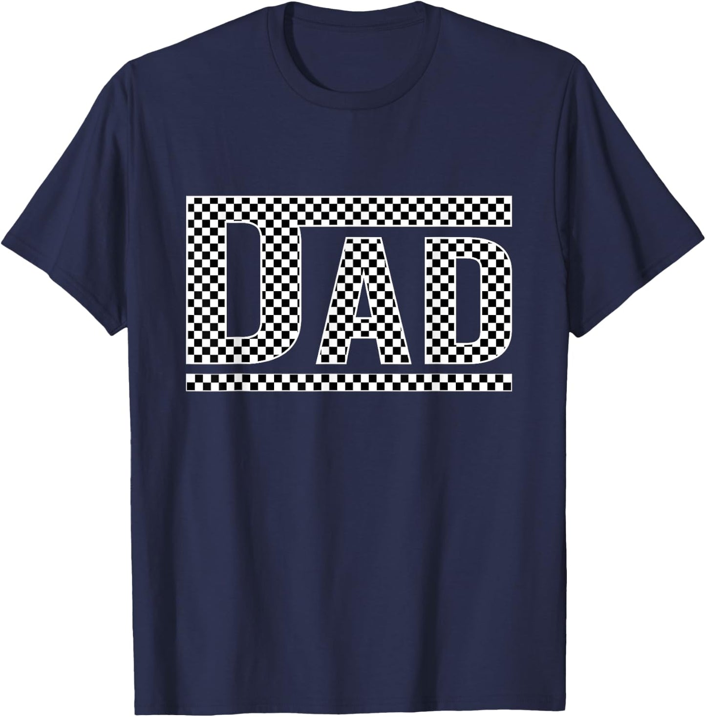 Checkered Dad Black White Funny Dad Father's Day Funny T-Shirt - T-Shirt | Navy