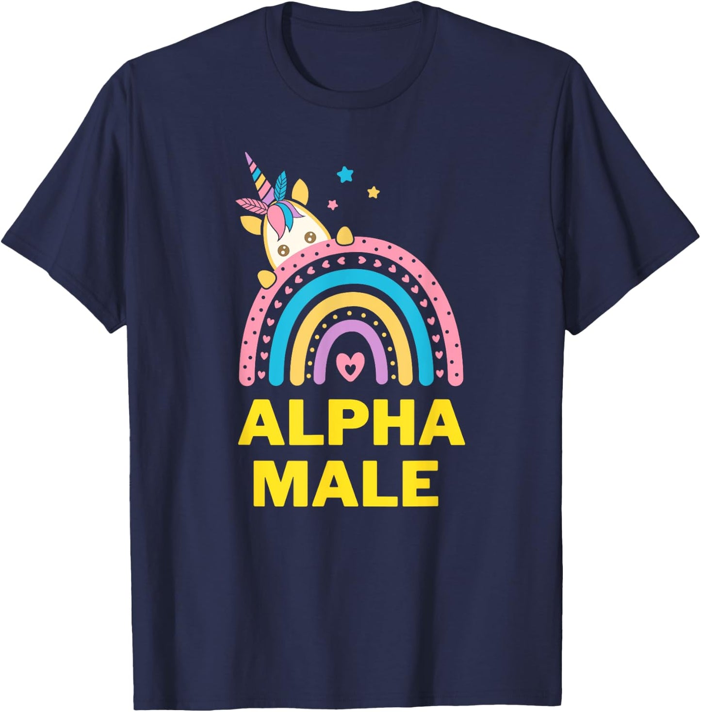Ironic Alpha Male Unicorn Rainbow, Funny T-Shirt - T-Shirt | Navy