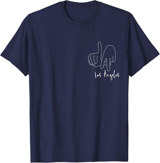 LA Hand Sign Original Los Angeles Pocket Graphic T-Shirt - T-Shirt | Navy