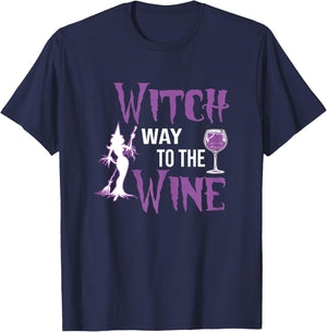 Funny Halloween Witch Way To The Wine Halloween Witch lover T-Shirt - T-Shirt | Navy