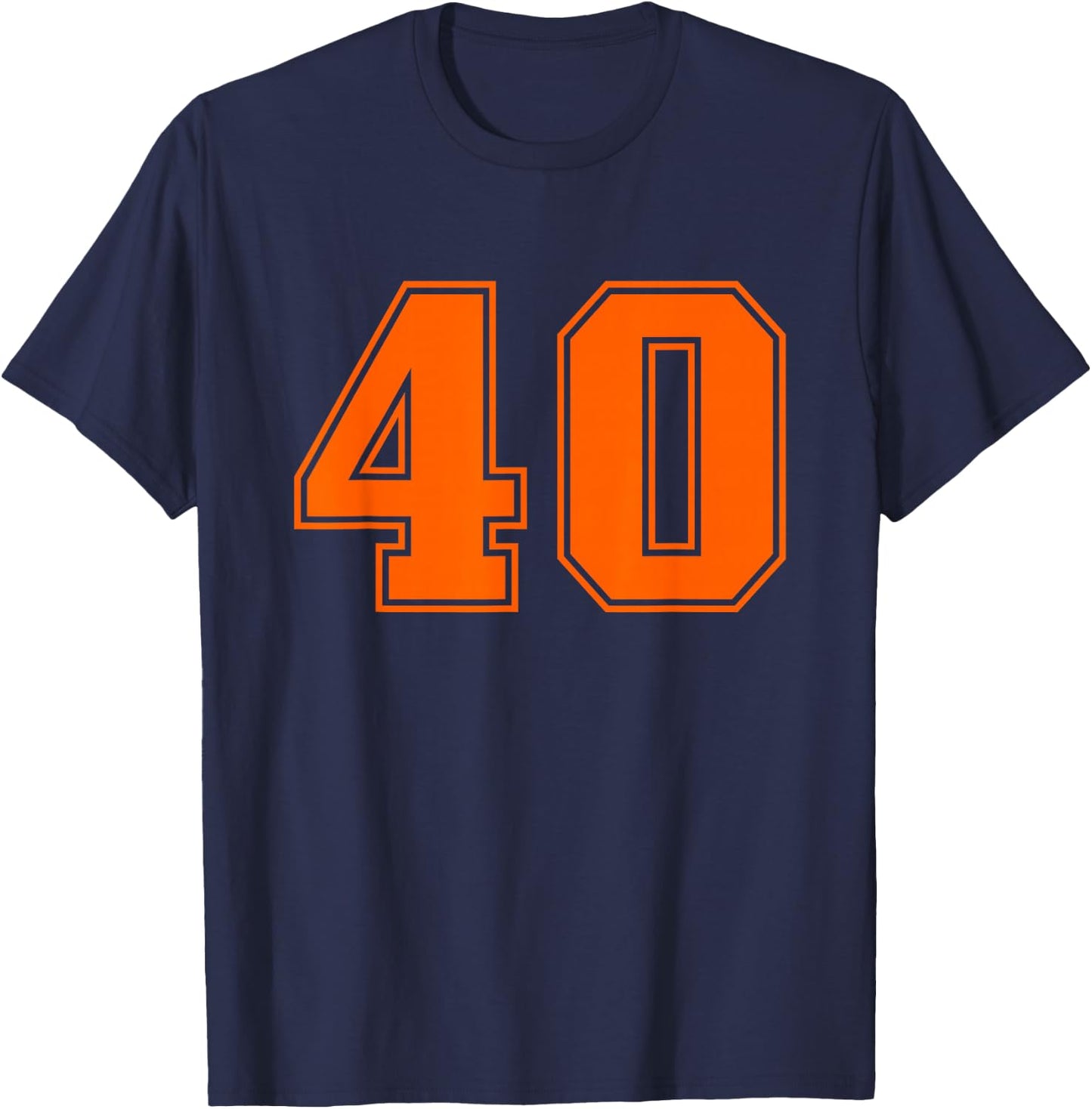 Orange Sports Team Number #40 T-Shirt - T-Shirt | Navy