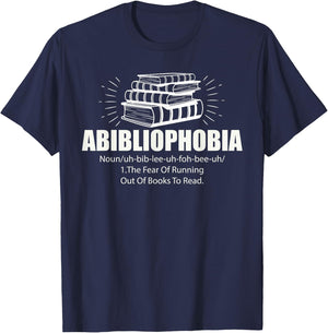 Abibliophobia Funny Reading Bookworm Reader Book Lover T-Shirt - T-Shirt | Navy