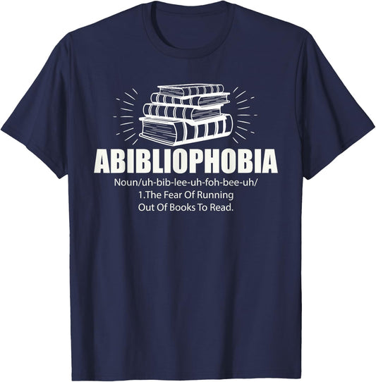 Abibliophobia Funny Reading Bookworm Reader Book Lover T-Shirt - T-Shirt | Navy