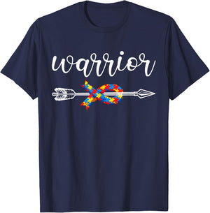 Autism Awareness Women Men Kids Autism Warrior Autistic ASD T-Shirt - T-Shirt | Navy