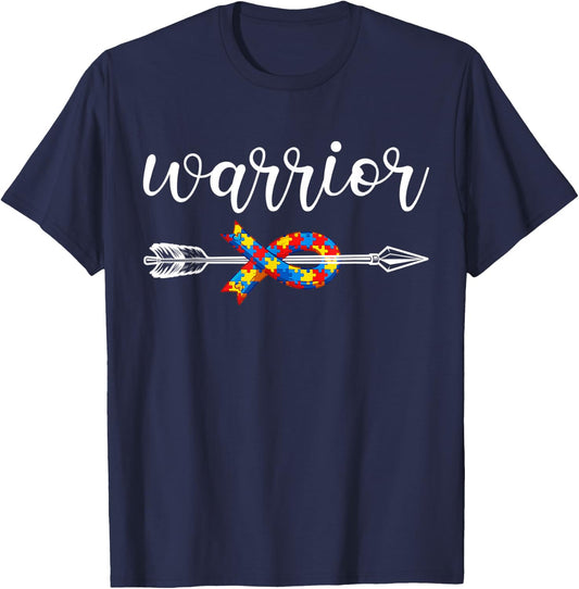 Autism Awareness Women Men Kids Autism Warrior Autistic ASD T-Shirt - T-Shirt | Navy