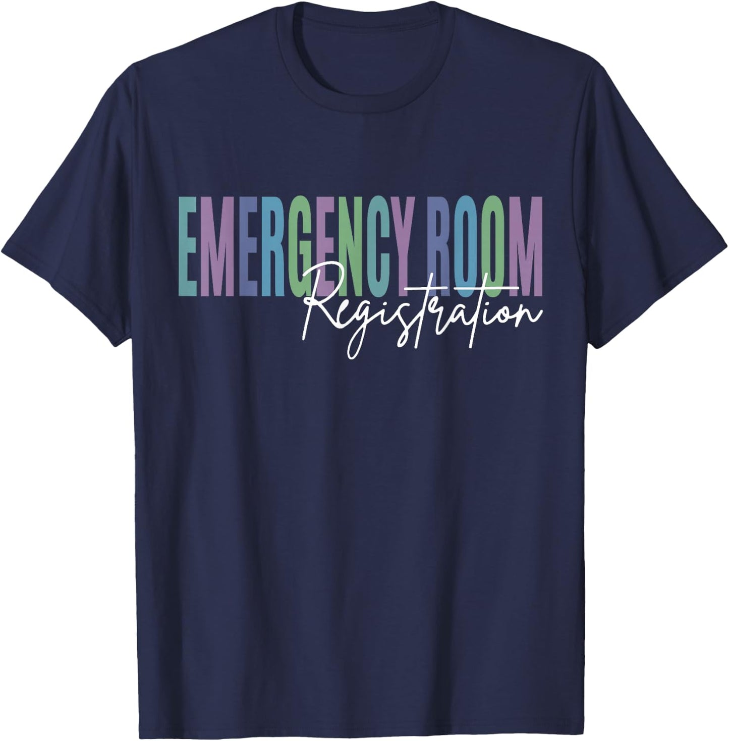Emergency Room Registration ER Nurse - Black, -Adults, Short Sleeve, Regular Fit, Small T-Shirt - T-Shirt | Navy