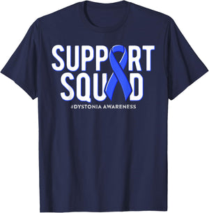 Support Squad Dystonia Awareness Blue Ribbon T-Shirt - T-Shirt | Navy