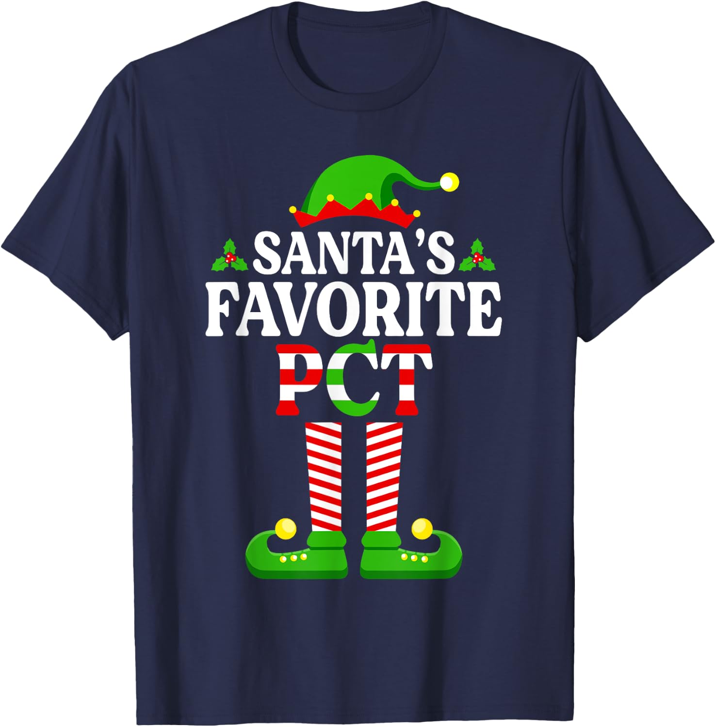 Santa's Favorite PCT Shirt Patient Care Technician Christmas T-Shirt - T-Shirt | Navy