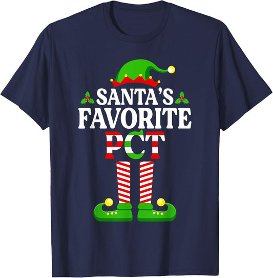 Santa's Favorite PCT Shirt Patient Care Technician Christmas T-Shirt - T-Shirt | Navy