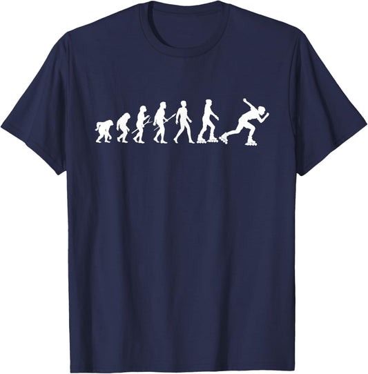 Evolution Of Inline Skating - Roller Skater Rollerblades T-Shirt - T-Shirt | Navy