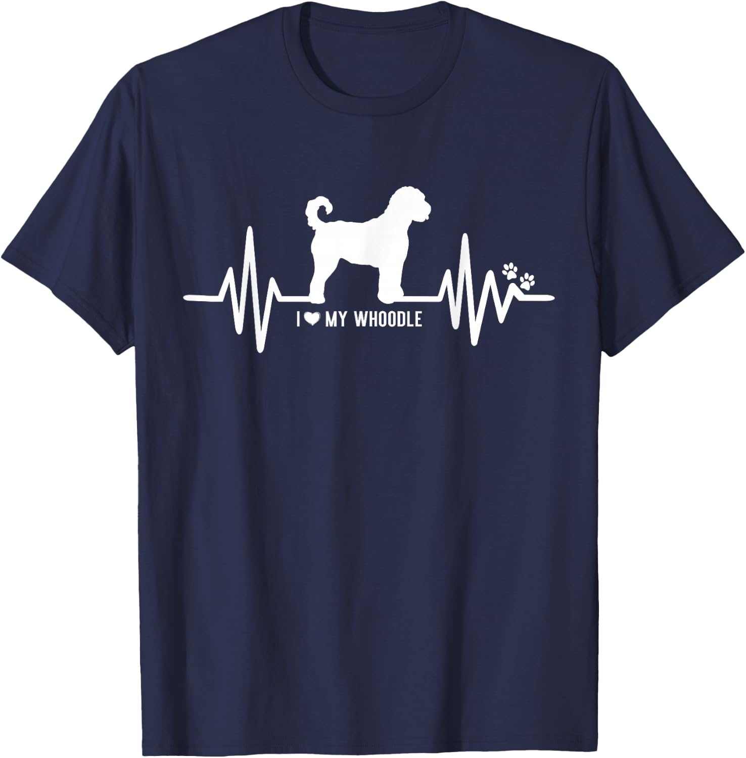 Whoodle Heart Beat EKG Pulse Design For Dog Lovers Men Women Girls Kids T-Shirt - T-Shirt | Navy