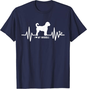 Whoodle Heart Beat EKG Pulse Design For Dog Lovers Men Women Girls Kids T-Shirt - T-Shirt | Navy
