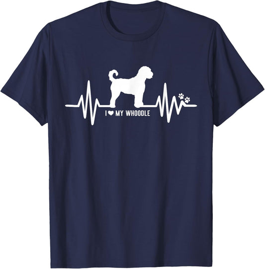 Whoodle Heart Beat EKG Pulse Design For Dog Lovers Men Women Girls Kids T-Shirt - T-Shirt | Navy